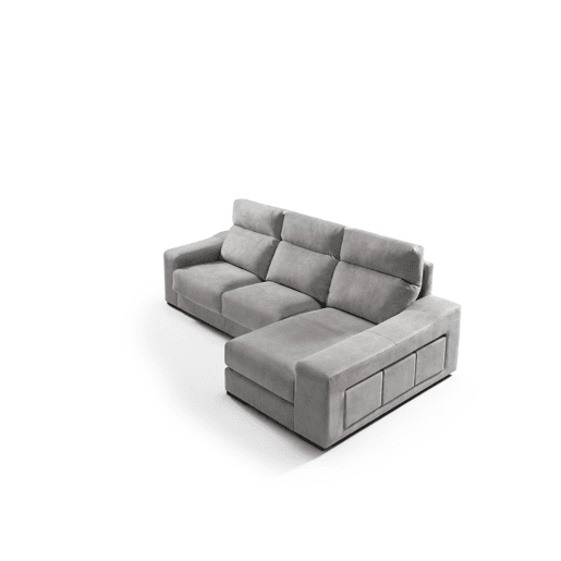 Chaise longue 4 lugares FULL com 3 puffs lado dereito cinza claro