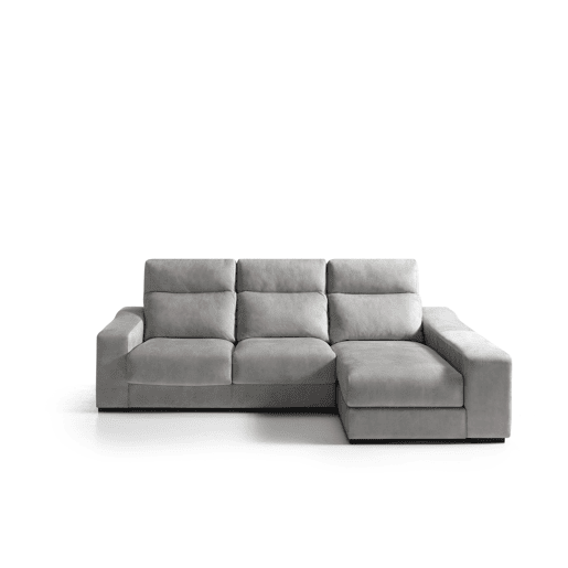 Chaise longue 4 lugares FULL com 3 puffs lado dereito cinza claro