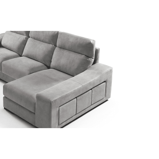 Chaise longue 4 lugares FULL com 3 puffs lado dereito cinza claro