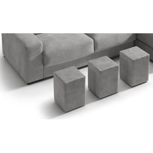 Chaise longue 4 lugares FULL com 3 puffs lado dereito cinza claro