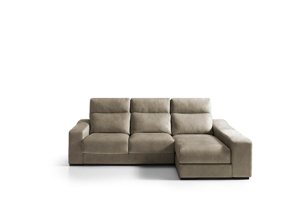 Chaise longue 4 plazas con 3 puffs full lado derecho marrón
