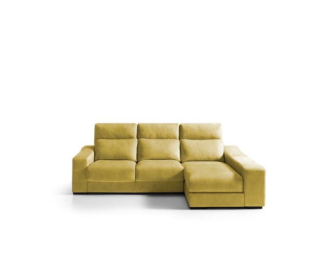 Chaise longue 4 plazas con 3 puffs FULL lado derecho mostaza