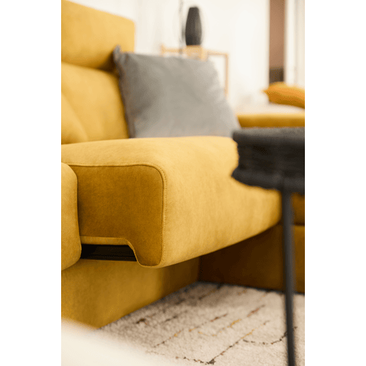 Chaise longue 4 lugares FULL com 3 puffs lado dereito mostarda