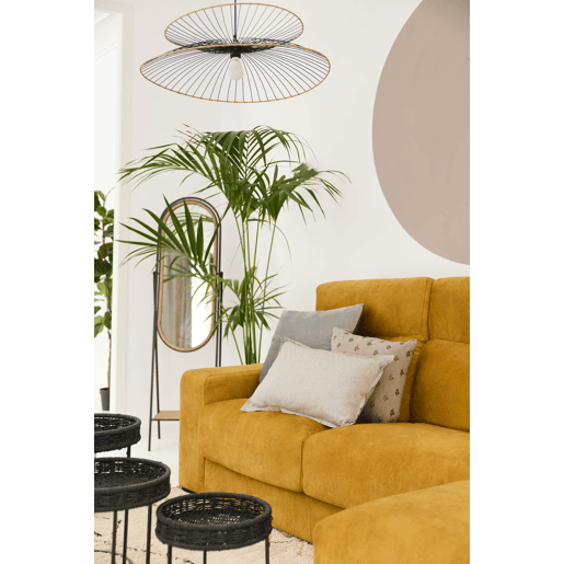 Chaise longue 4 lugares FULL com 3 puffs lado dereito mostarda