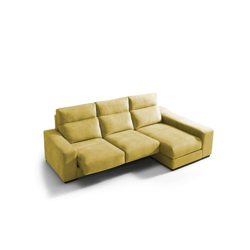 Chaise longue 4 lugares FULL com 3 puffs lado dereito mostarda