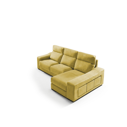Chaise longue 4 lugares FULL com 3 puffs lado dereito mostarda