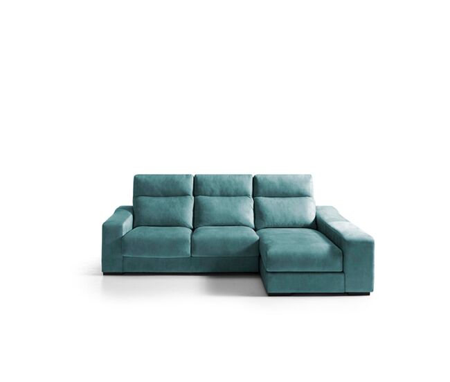 Chaise longue 4 plazas con 3 puffs full lado derecho petróleo