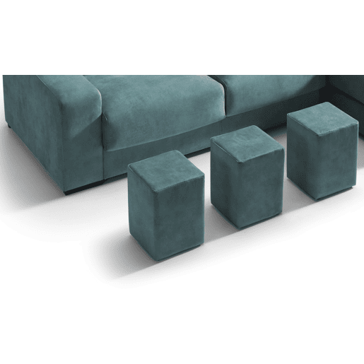 Chaise longue 4 lugares FULL com 3 puffs lado dereito petrãleo