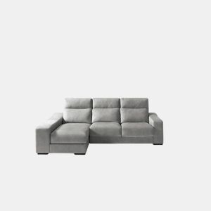 Chaise longue esquerda 4 lugares FULL com 3 puffs cinza claro