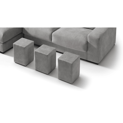 Chaise longue esquerda 4 lugares FULL com 3 puffs cinza claro Chaise longue esquerda 4 lugares FULL com 3 puffs cinza claro
