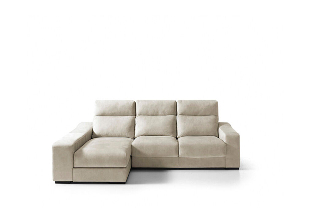 Chaise longue 4 plazas con 3 puffs full lado izquierdo beige