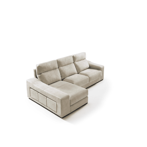 Chaise longue 4 lugares FULL com 3 puffs lado esquerdo bege