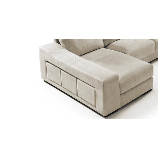 Chaise longue 4 lugares FULL com 3 puffs lado esquerdo bege