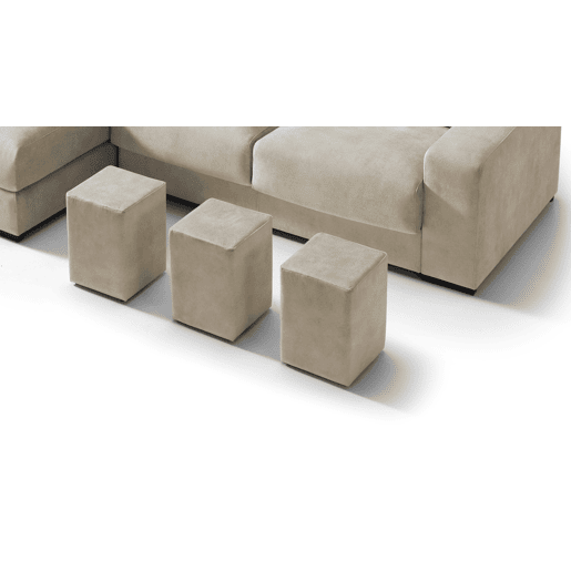Chaise longue 4 lugares FULL com 3 puffs lado esquerdo bege