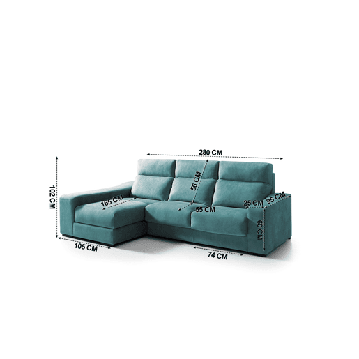 Chaise longue 4 lugares FULL com 3 puffs lado esquerdo petrãleo