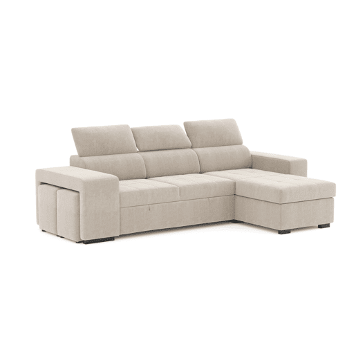 Chaise longue cama PHOENIX reversível 4 lugares bege