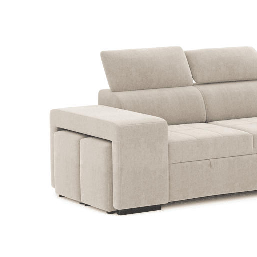 Chaise longue cama PHOENIX reversível 4 lugares bege