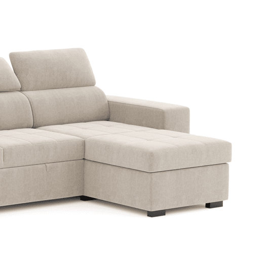 Chaise longue cama PHOENIX reversível 4 lugares bege