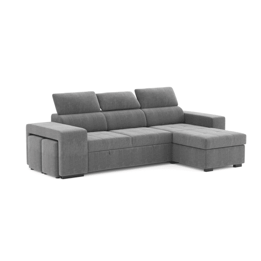 Chaise longue cama PHOENIX reversível 4 lugares cinza