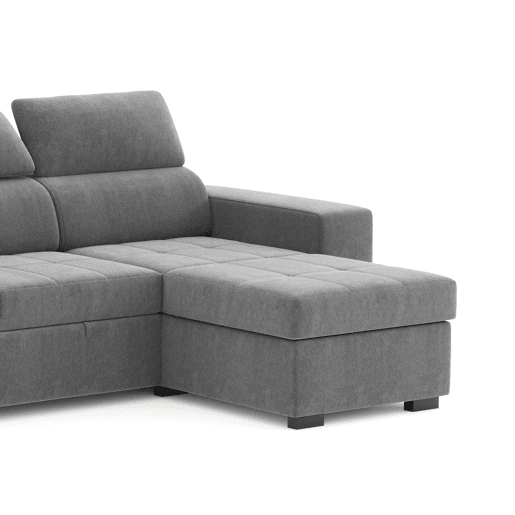 Chaise longue cama PHOENIX reversível 4 lugares cinza