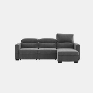 Chaise longue conversível em cama ARAM reversível 4 lugares cinza