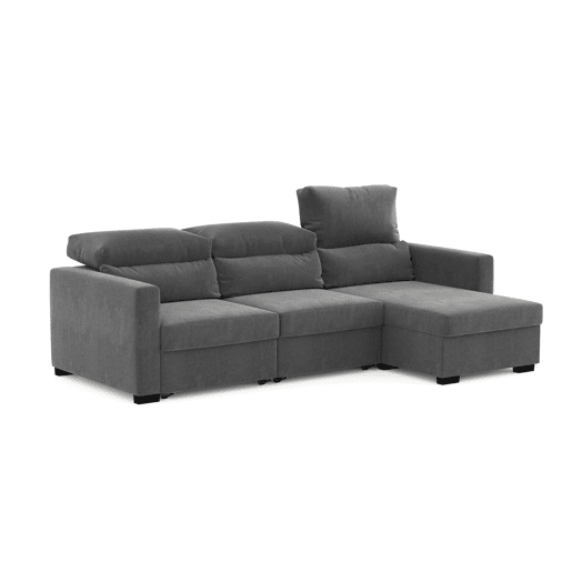 Chaise longue conversível em cama ARAM reversível 4 lugares cinza