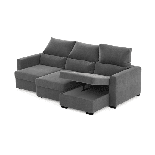 Chaise longue conversível em cama ARAM reversível 4 lugares cinza