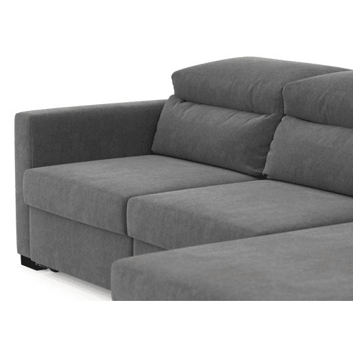 Chaise longue conversível em cama ARAM reversível 4 lugares cinza