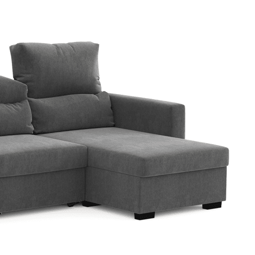 Chaise longue conversível em cama ARAM reversível 4 lugares cinza