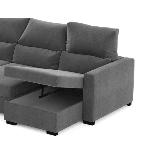 Chaise longue conversível em cama ARAM reversível 4 lugares cinza