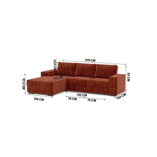 Chaise longue com cama 4 lugares AZZURO esquerdo cor castanho