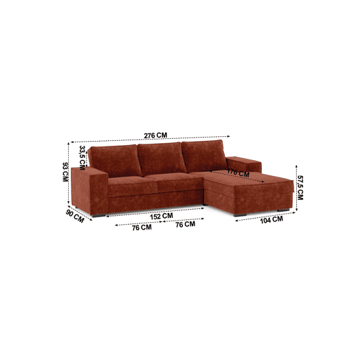 Chaise longue cama AZZURO dereita 4 lugares castanho