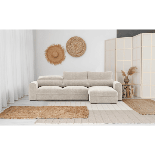 Chaise longue cama LANDON reversível 5 lugares bege