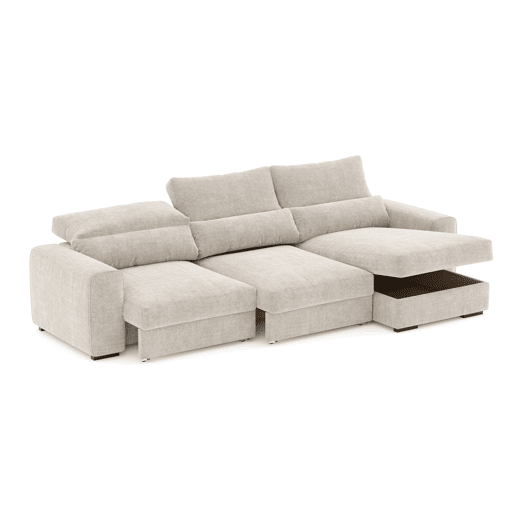 Chaise longue cama LANDON reversível 5 lugares bege