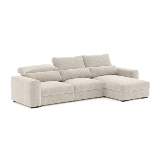 Chaise longue cama LANDON reversível 5 lugares bege