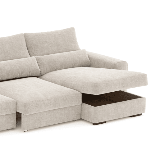 Chaise longue cama LANDON reversível 5 lugares bege