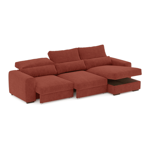 Chaise longue cama LANDON reversível 5 lugares castanho