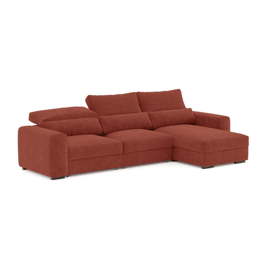 Chaise longue cama LANDON reversível 5 lugares castanho