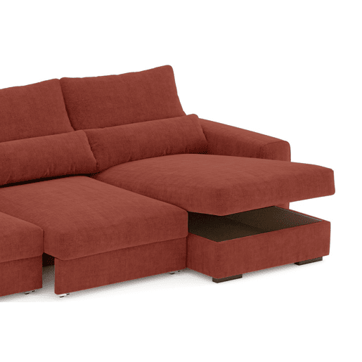 Chaise longue cama LANDON reversível 5 lugares castanho