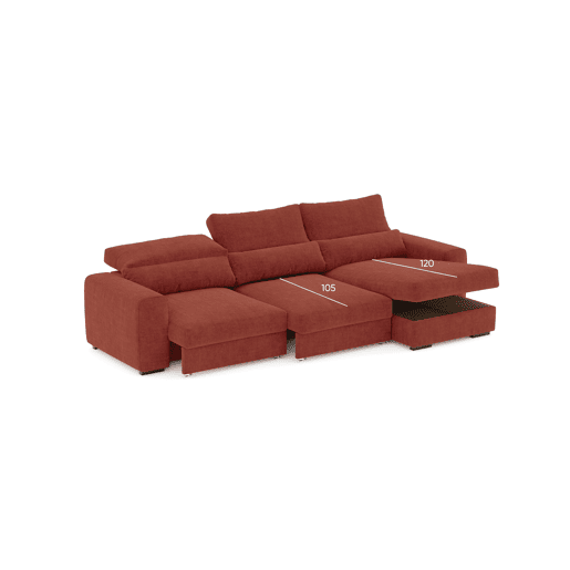 Chaise longue cama LANDON reversível 5 lugares castanho