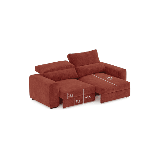 Sofá 3 lugares conversível em cama LANDON terracota
