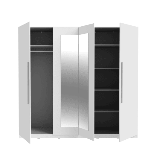 Roupeiro HELEN portas batentes 2 espelhos 227x212cm branco