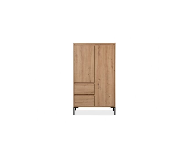 Armario korsika puertas batientes y 2 cajones 81x139cm roble - conforama