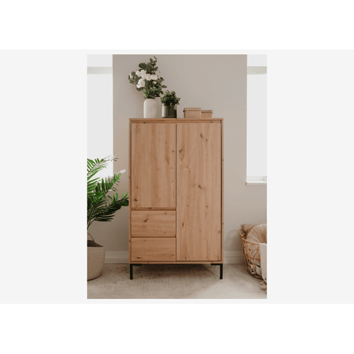 Roupeiro KORSIKA portas batentes e 2 gavetas 81x139cm carvalho