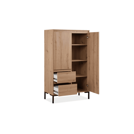 Roupeiro KORSIKA portas batentes e 2 gavetas 81x139cm carvalho