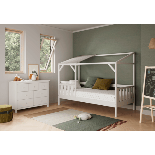 Cama tipo cabana AMON 90x200cm em branco rĂºstico Cama tipo cabana AMON 90x200cm em branco rĂºstico