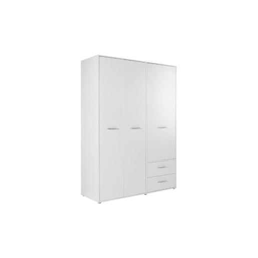 Roupeiro MOKARIS portas batentes e 2 gavetas 144x200cm branco