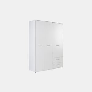 Roupeiro MOKARIS portas batentes e 2 gavetas 144x200cm branco