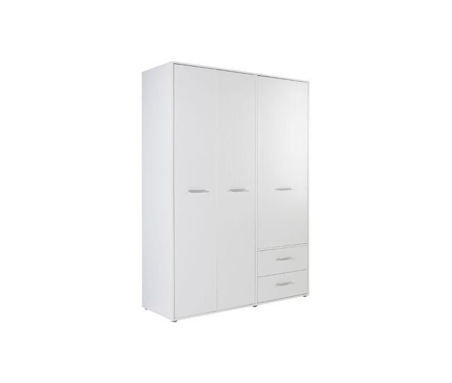 Armario mokaris puertas batientes y 2 cajones 144x200cm blanco - conforama