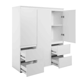 Aparador alto SKIPPER 3 portas 4 gavetas branco